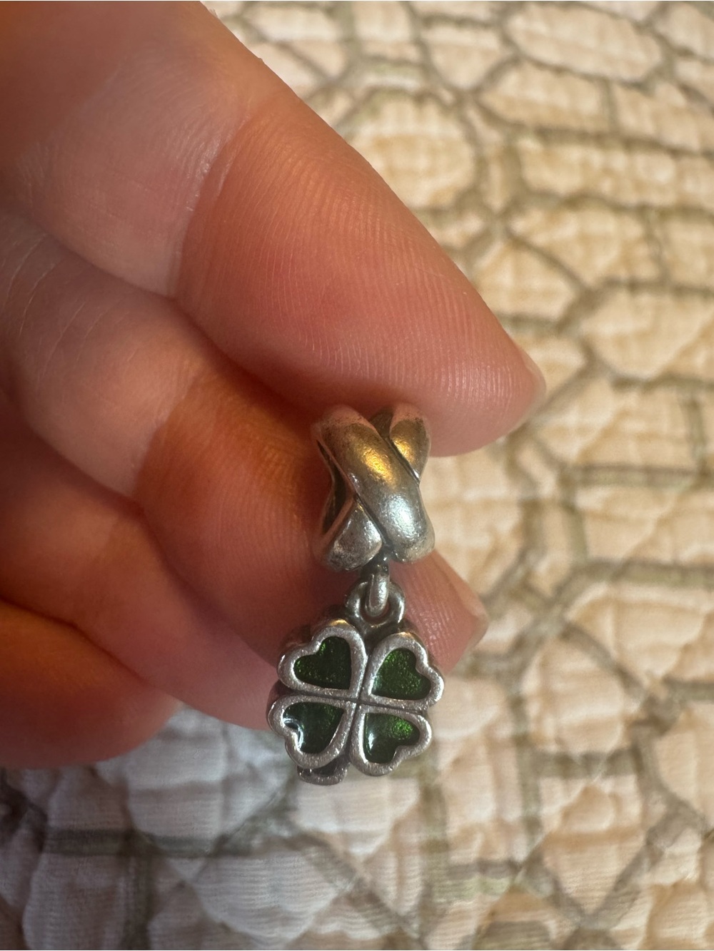 Pandora Sterling Silver Green Clover Charm